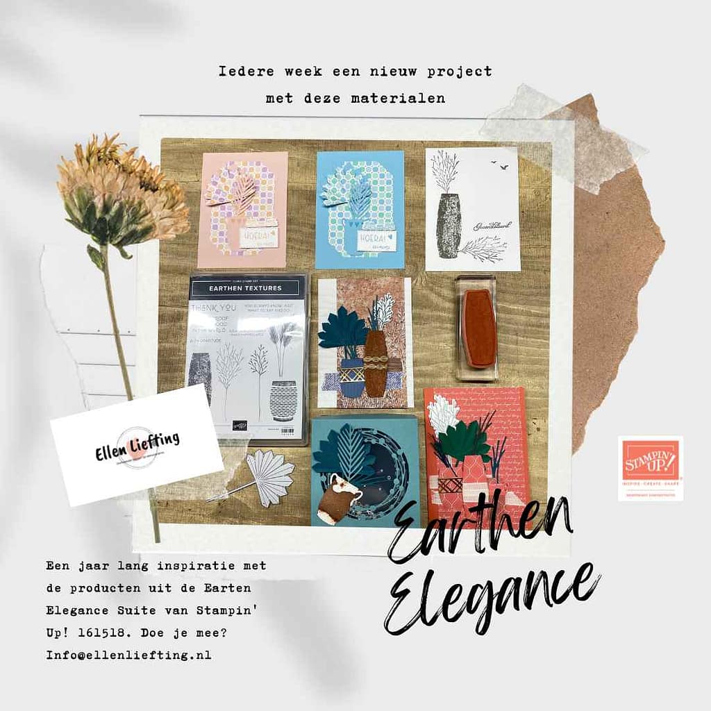 Online creativiteit delen 3 Earthen Elegance StampinUp door Ellen Liefting