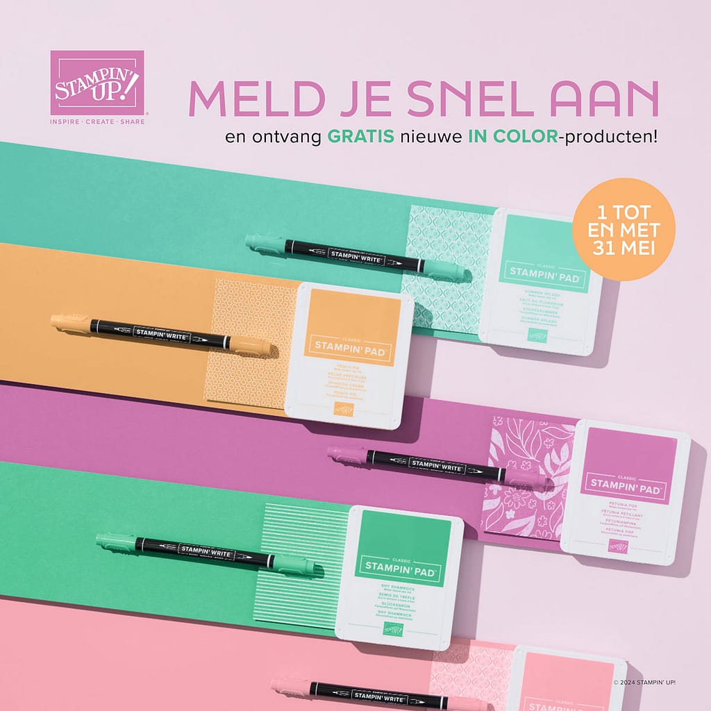 Nieuwe Stampin' Up! jaarcatalogus 4 demo actie mei 2024 via ellen liefting