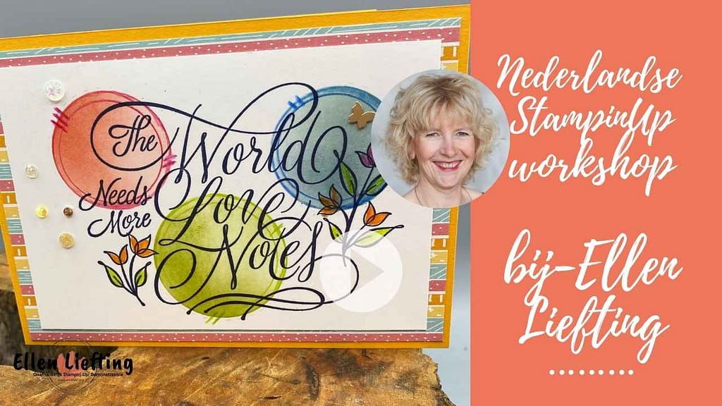 Lente in de lucht, op een kaart en in een bloghop 4 More love achtergrondtechnieken van StampinUp door Ellen Liefting