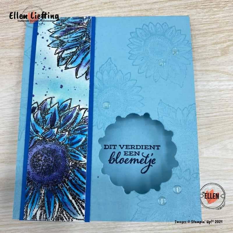 Favoriete stempelset Bijzondere zonnebloemen in de NL Demo bloghop van Stampin' Up! 13 eenvoudige snelle kaart met de bijzondere zonnebloemen van stampinup door ellen liefting