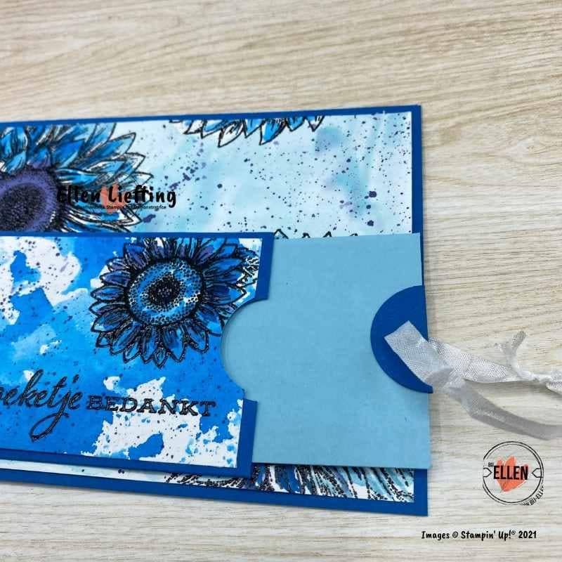 Favoriete stempelset Bijzondere zonnebloemen in de NL Demo bloghop van Stampin' Up! 14 kaartje met leuke spreuk of kadobon door bij ellen