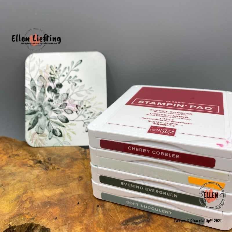 5 kleur combinaties met eenvoudige stempelafdrukken met de set Hof van Eden van Stampin' Up! 6 groentinten combineren door ellen liefting