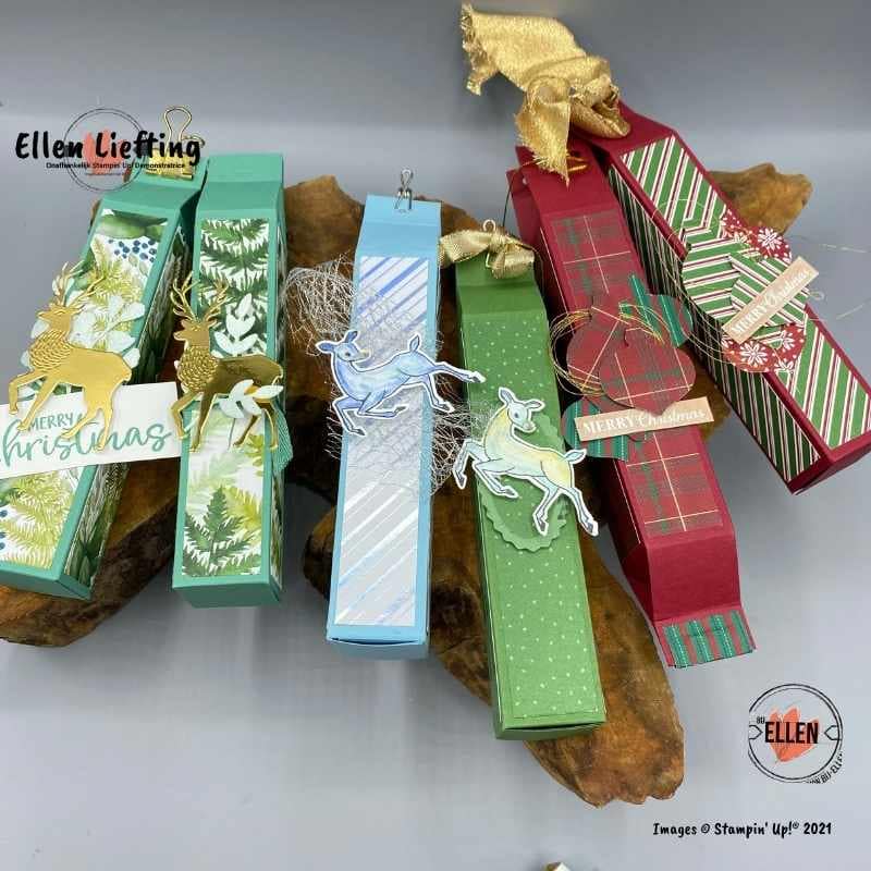 Langwerpig (kerst) kado doosje met kleur techniek 2 kado doosjes van ellen liefting