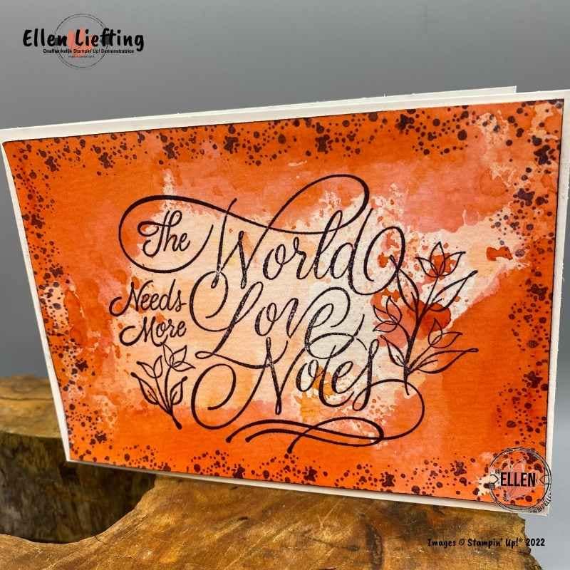 Lente in de lucht, op een kaart en in een bloghop 10 more love achtergrond op aquarelpapier door ellen liefting