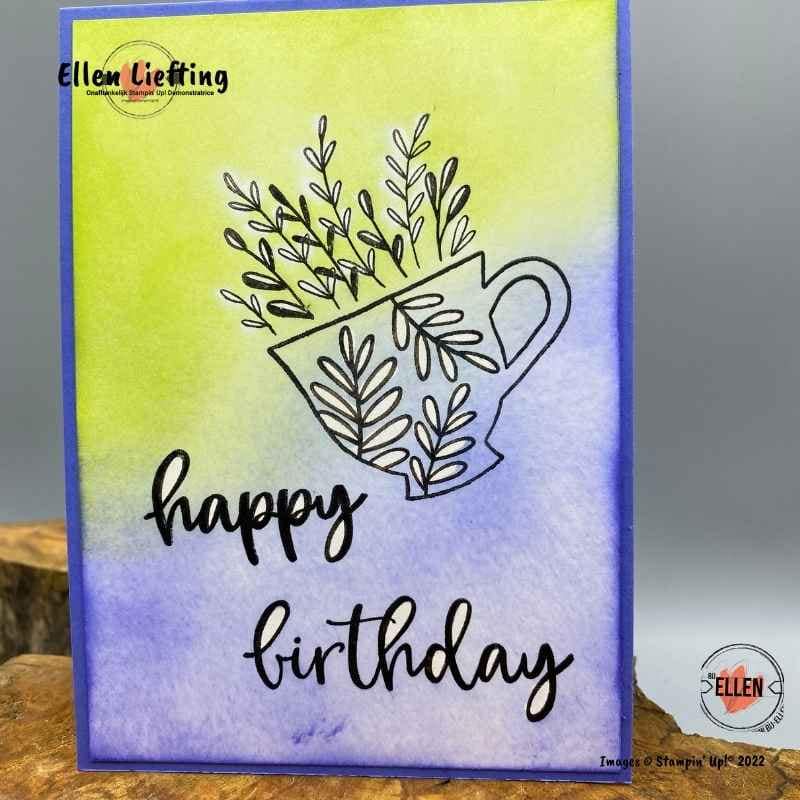 Zeg het met bloemen in een bleektechniek 4 Orhid Oasis van StampinUp in een bleektechniek door ellen Liefting