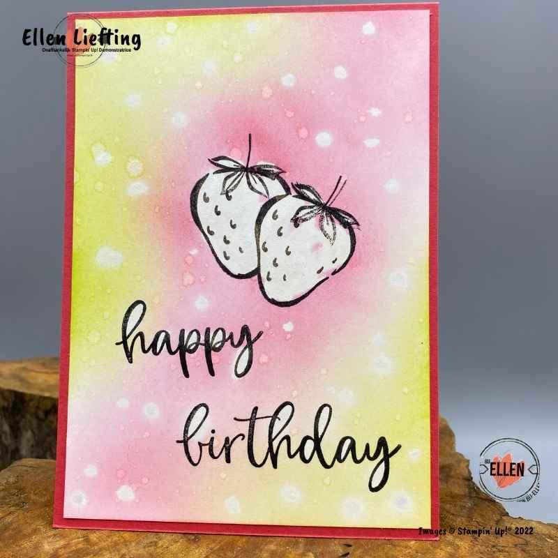 Zeg het met bloemen in een bleektechniek 6 Sweet Sorbet van StampinUp in de hoofdrol in een bleektechniek door Ellen Liefting