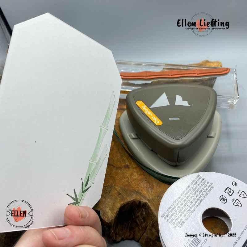 Stijlvolle kaart met een extra inkijkje. 10 achterkant funfold Bamboo Beauty van ellen liefting