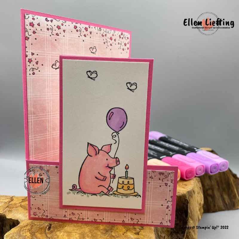 Stempelschatten bloghop over kinderen 6 verjaardagskaart door ellen liefting