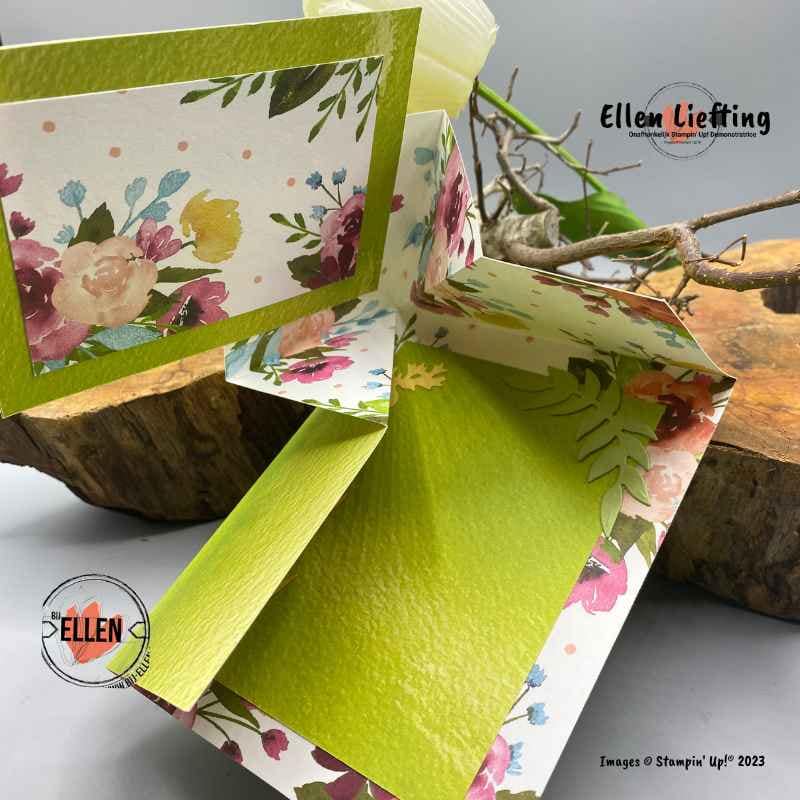Hoekvouw funfold, kleurrijke 4e in de serie funfold kaarten 2 hoekfunfold binnen detail stampinup ellen liefting